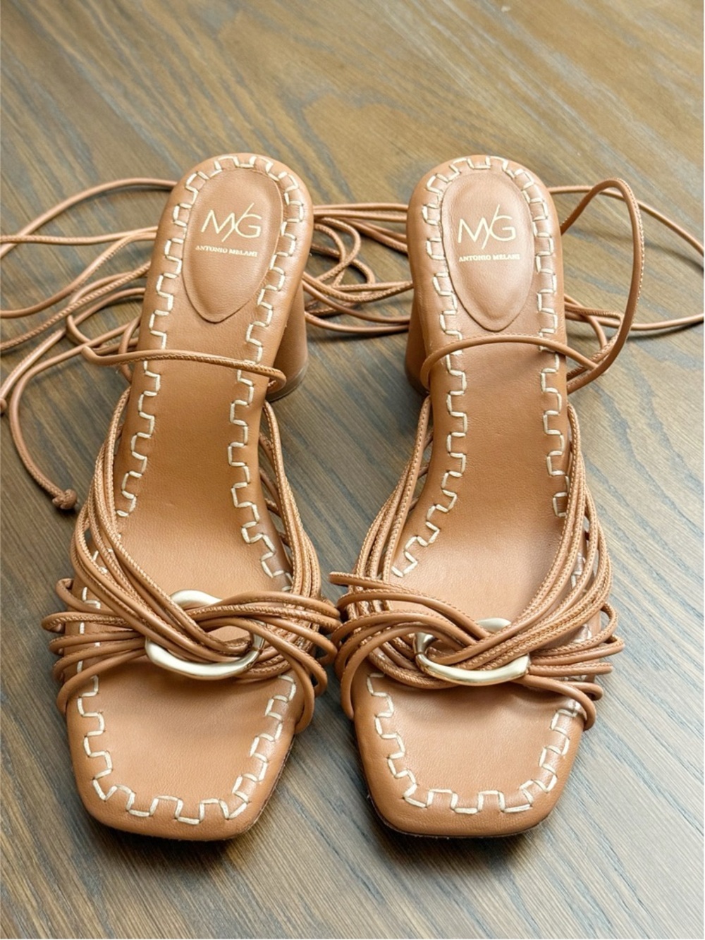 Antonio Melani x M.G. Style Block Heel Sandals Brown 9